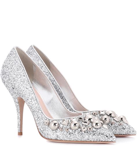 silver miu miu heels|Women's pumps shoes .